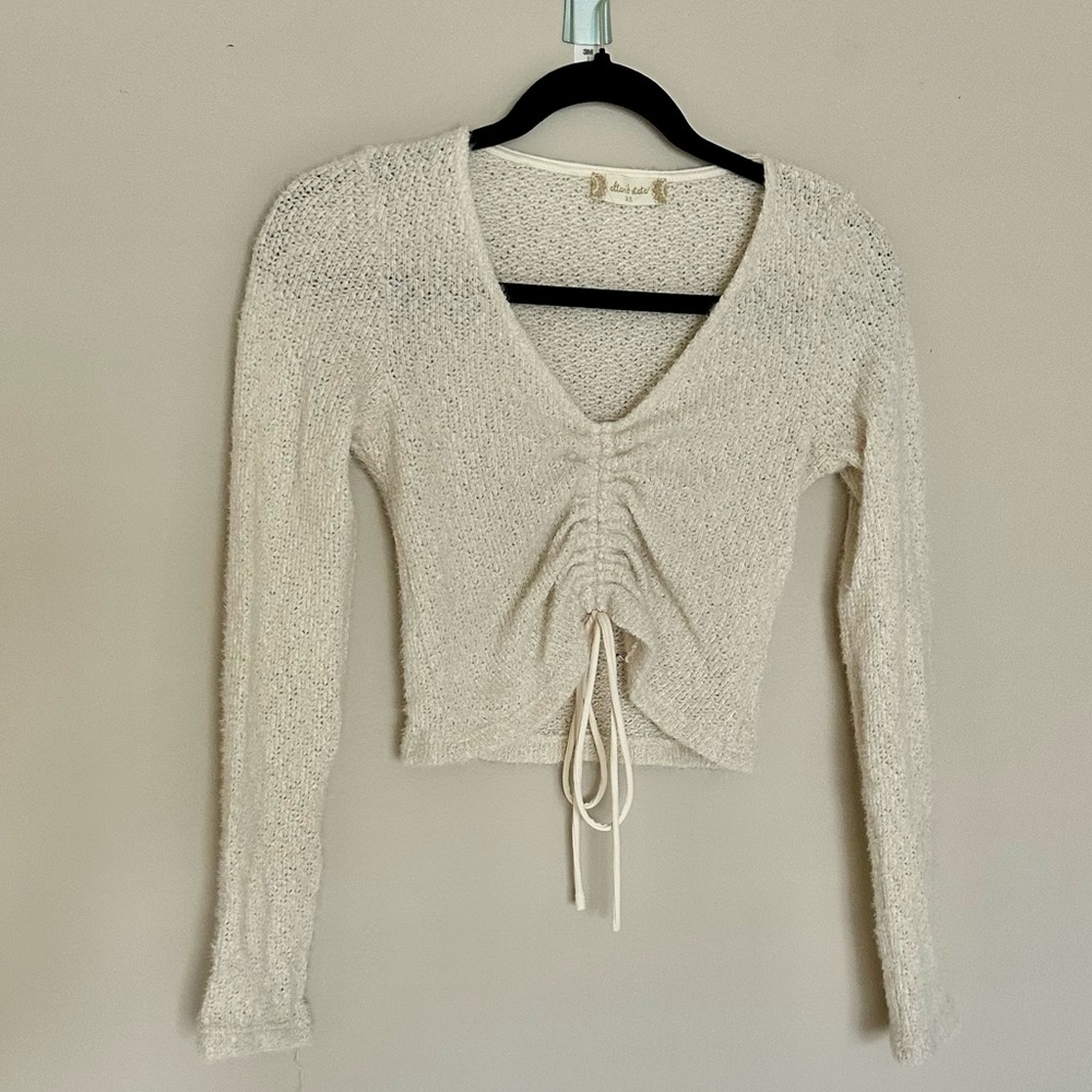 Altar'd State Cream Ruched Crop Top